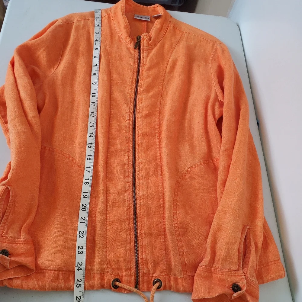 Chico's Orange Linen Zip Up Jacket Size 1 - equivalent to 8/10